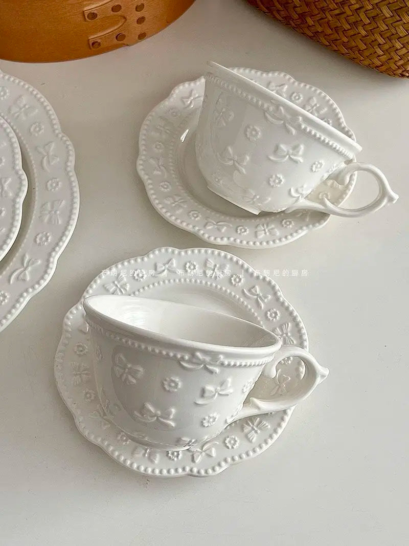 White French Lace Cup and Plate Set