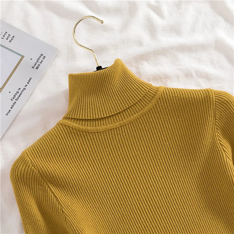 Women Fall Turtleneck Sweater Knitted Soft Pullovers Cashmere Jumpers Basic Soft Sweaters For Women Autumn Winter