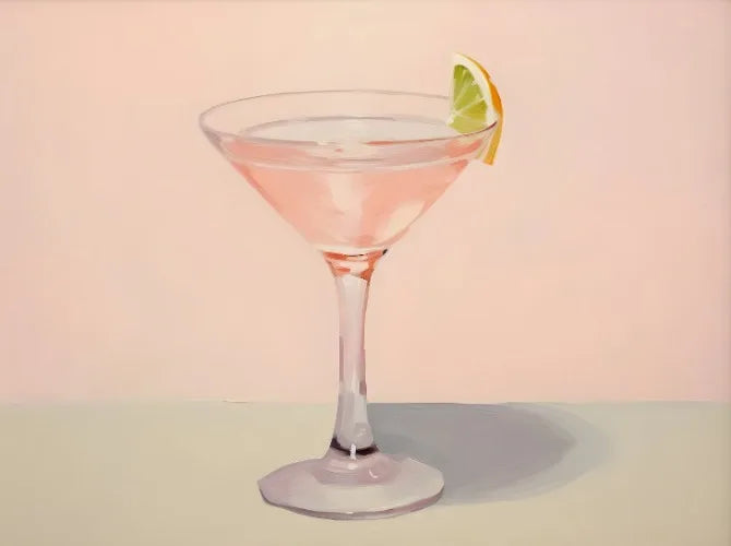 Pink Flower Cocktail Art Decor Canvas Printing Poster Pink Vintage Painting Aesthetic Wall Decor