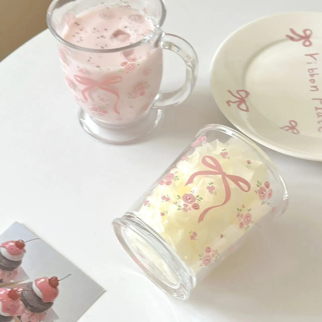 Kawaii Bowknot Glass Cups Bow Knot Drinkware