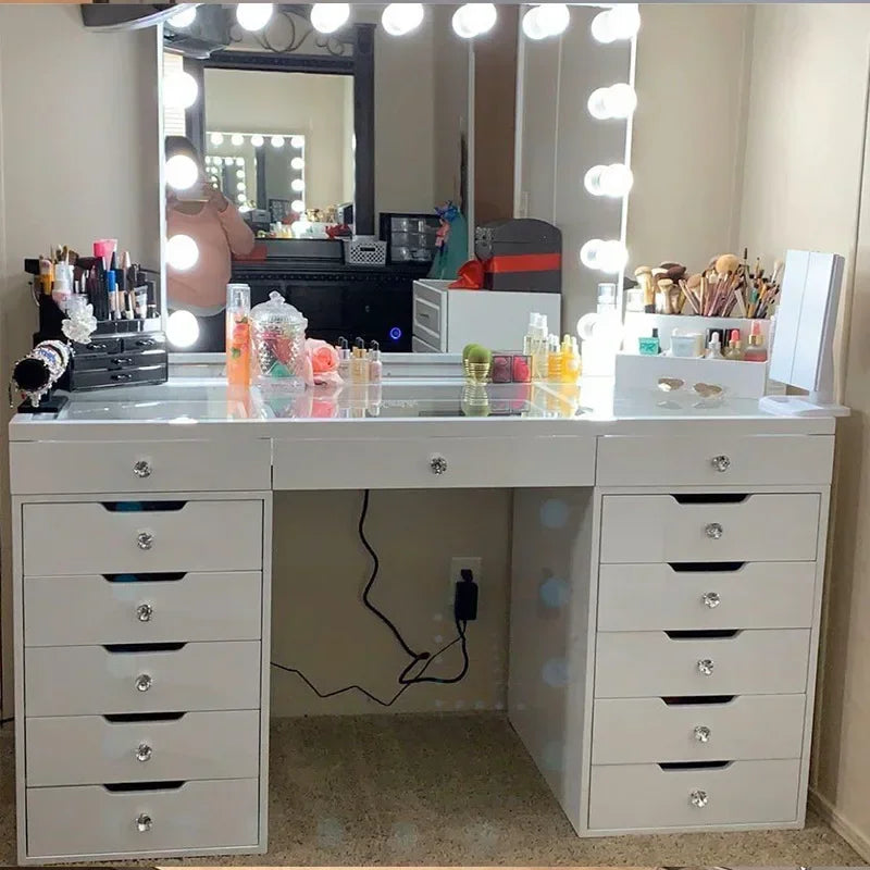 Light Luxury Style Makeup Table Light Bulb Studio Dressing Table One Piece Cabinet