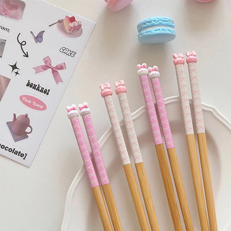 Kawaii Cute Bunny Wooden Style Chopsticks