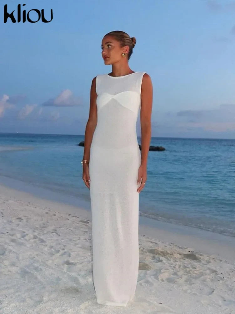 Knit Midi Pink Sweet Tanks Slim Dress