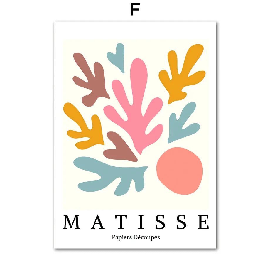Pink Matisse Flower Market Bauhaus Cocktail Abstract Gallery Wall Art Canvas Painting Poster Print Picture