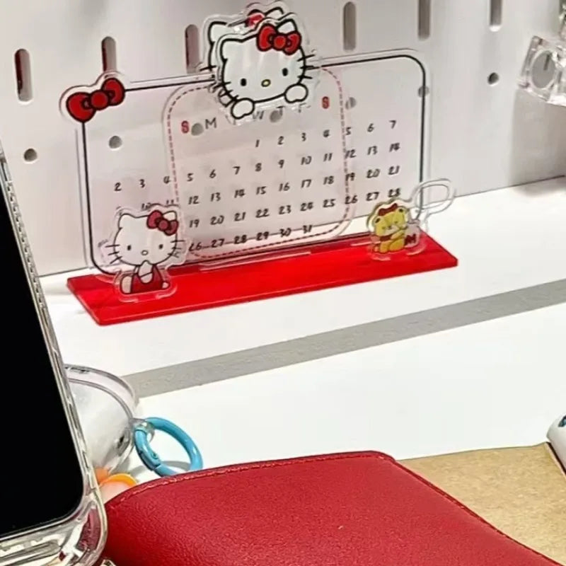 Sanrio Hello Kitty Calendar Cute Acrylic Recycling Reusable Calendar Note Board Desktop Essential