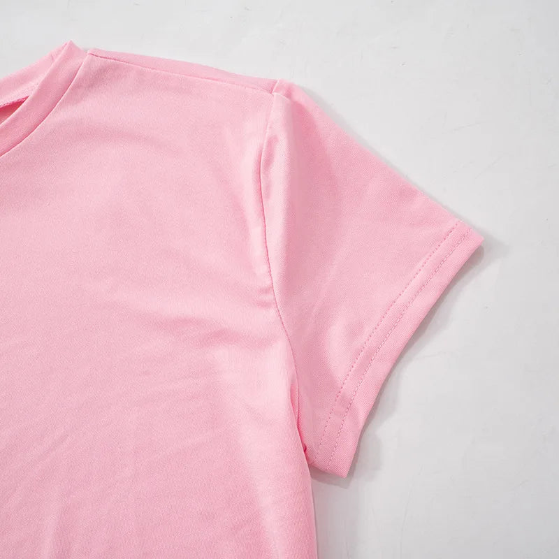 Casual Women 2 Piece Set Tracksuit Shorts Sleeve Crop Tops+Silky Leggings Matching