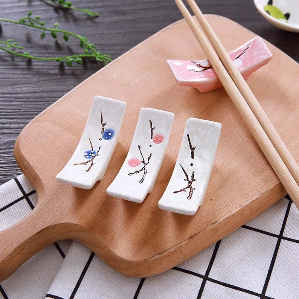Japanese Plum Blossom Ceramic Chopstick Holder Creative Kitchen Supplies Household Chopstick Holder Care Gadget