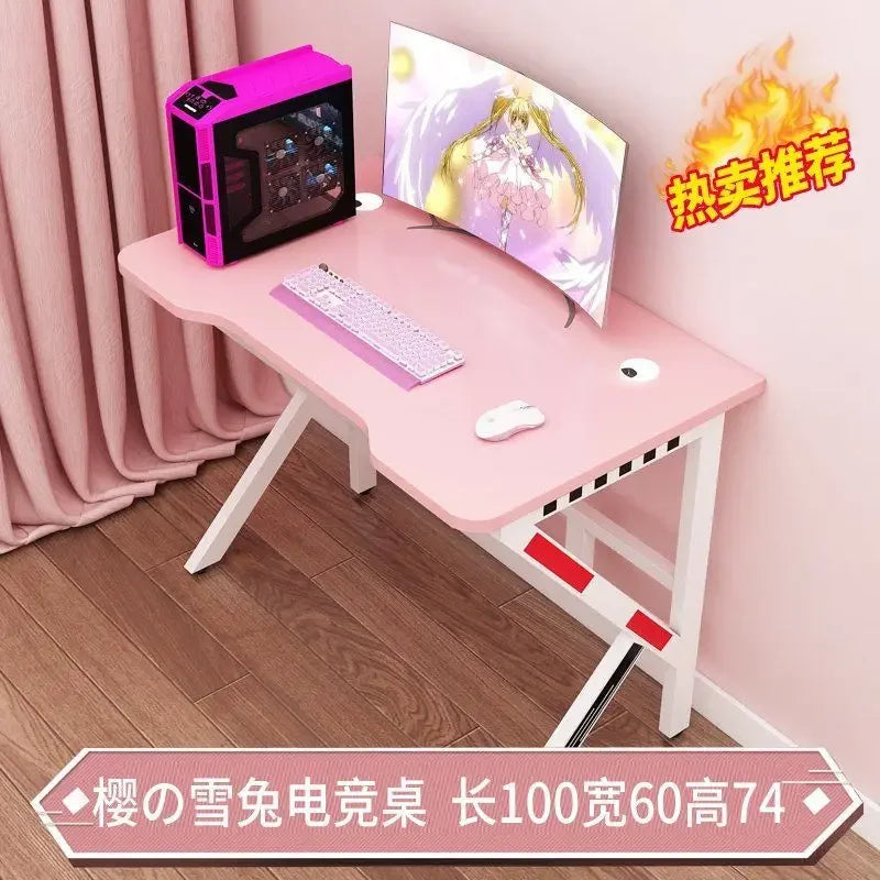 Pink Gaming Desk Girls Study Desk Laptop Table Computer Table Chair Live Gamer Home Live Desks Bedroom Desktop Gamer Desks