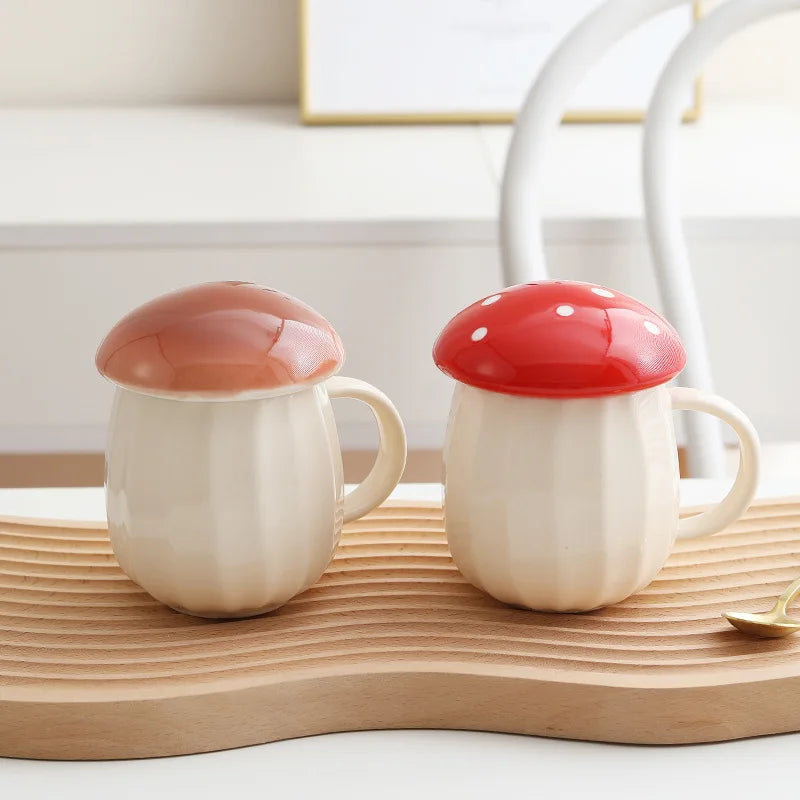 New Style Creative Cartoon Mushroom Theme Water Bottle Mug Cup, Ceramic Material