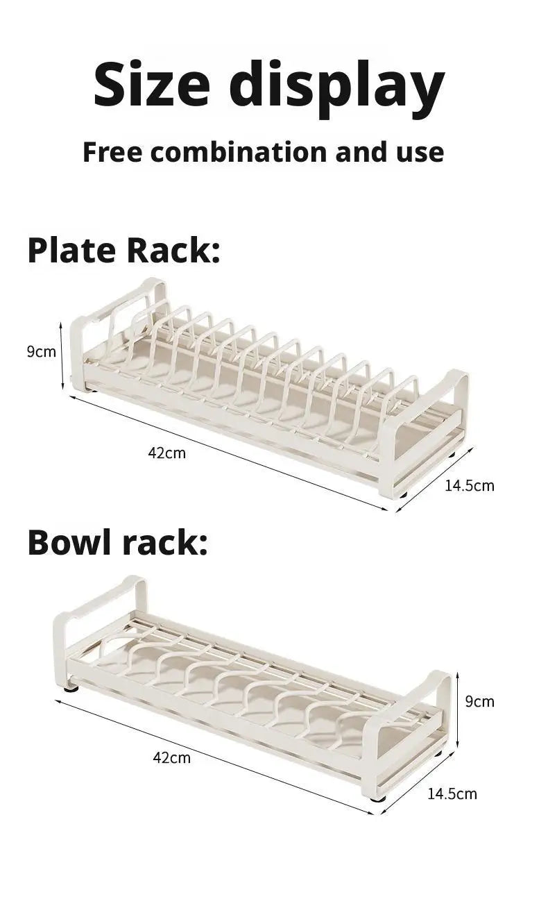 Pull Out Cabinet Dish Storage Rack Stainless Steel Plate Drain Stand Holder Kitchen Drawer Built-in Bowl Rack Basket Organizer