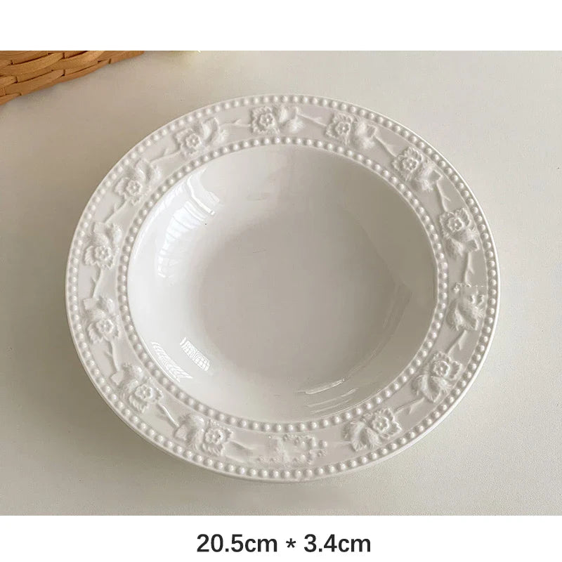 Round Porcelain Dinnerware Dessert Cake Afternoon Tea Fruit Plates
