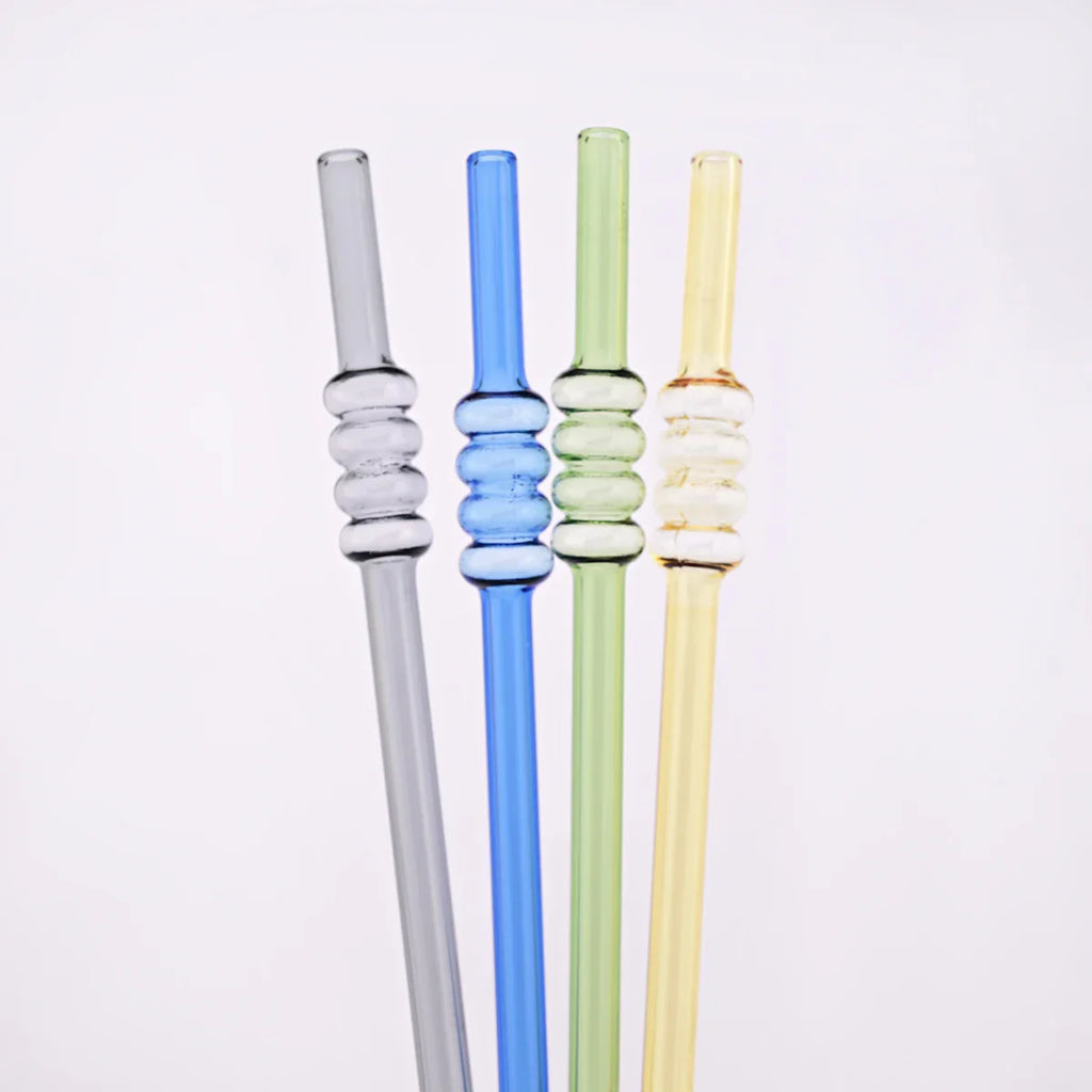 Ice-sugar Gourd Glass Straws Set High Borosilicate Drinking Straw Set with Brush 5pcs