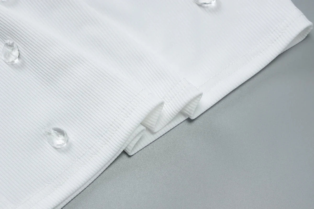 Ribbed Sleeveless Water Droplets Diamond Decorated Tank Sexy Casual Bodycon Top Party Club Streetwear Spring Summer