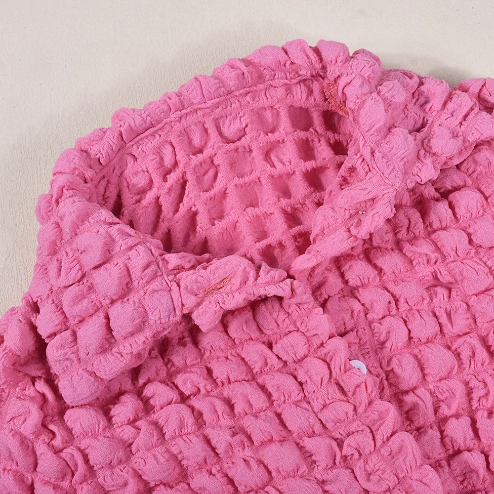 Cute 2 Two Piece Set Women Skirt Long Sleeve Button Top+Mini Skirt