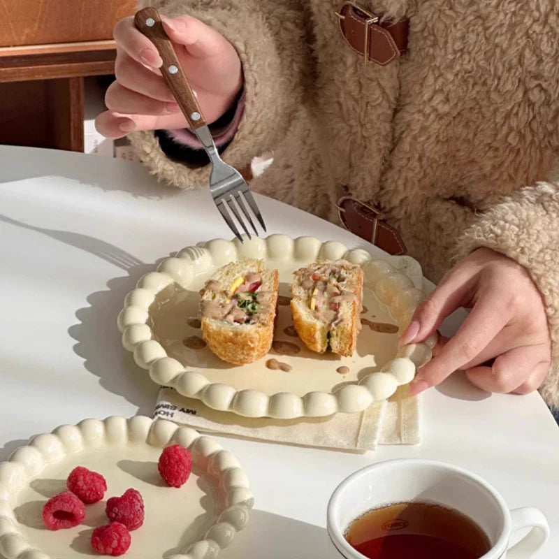 Cute Pearl Ceramic Plates Decorative Luxury Dish Kitchen Tableware