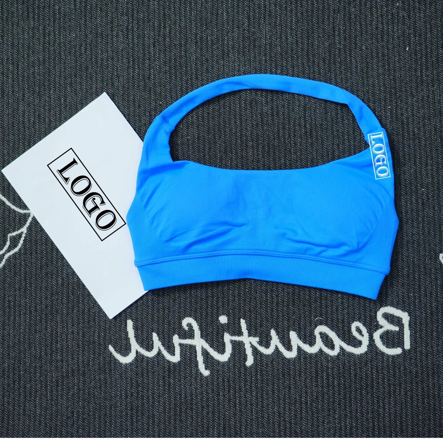 Yoga Impact Sports Bra With Logo Women Seamless Halter Bra Open Back Yoga Top Bras Medium Support Gym Crop Top Padded Sportswear