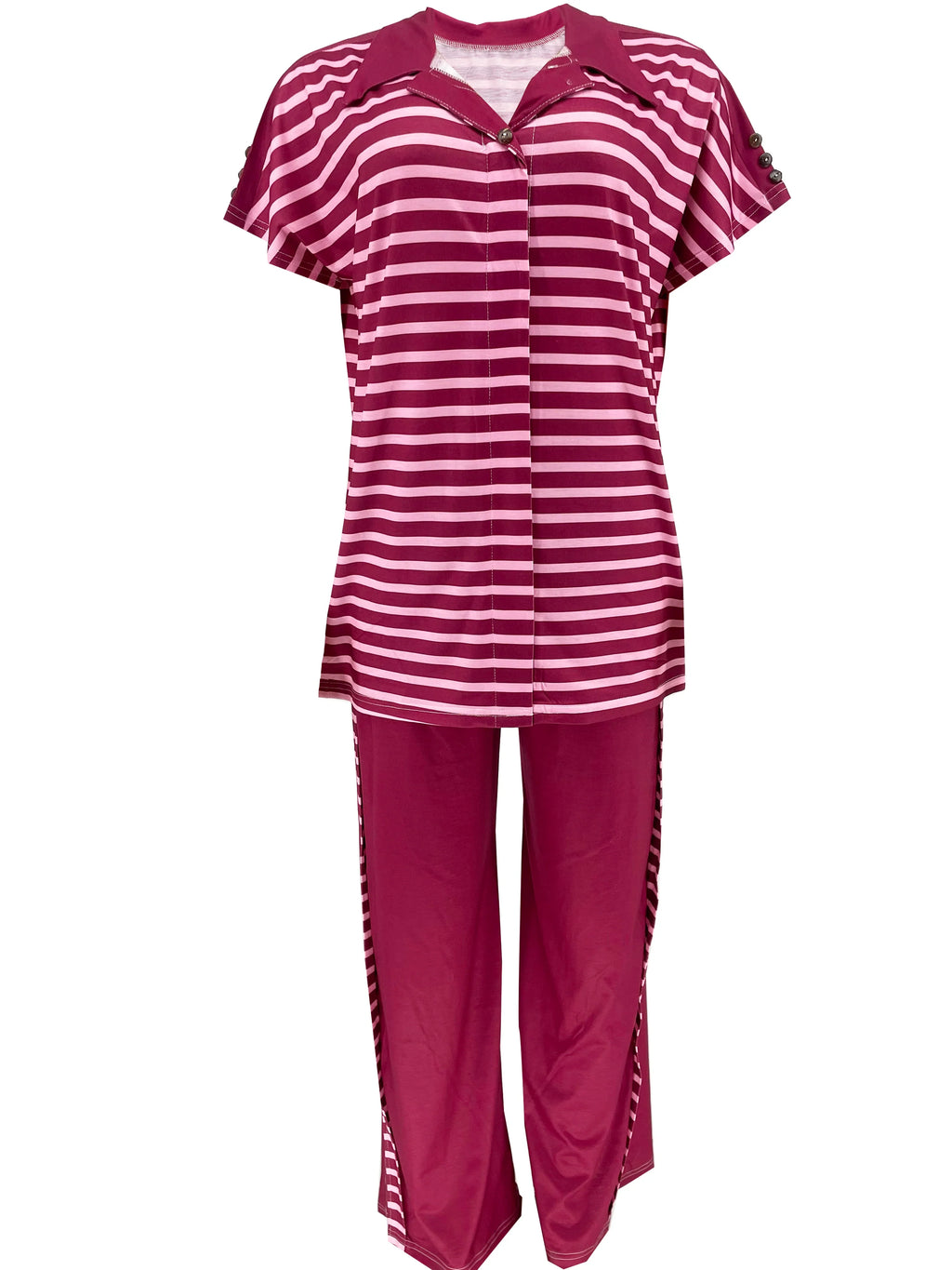 Summer Fashion Two Piece Set Women Solid Color Round Neck Short Sleeve T-shirt Printed Wide Leg Pants Casual Two Piece Set