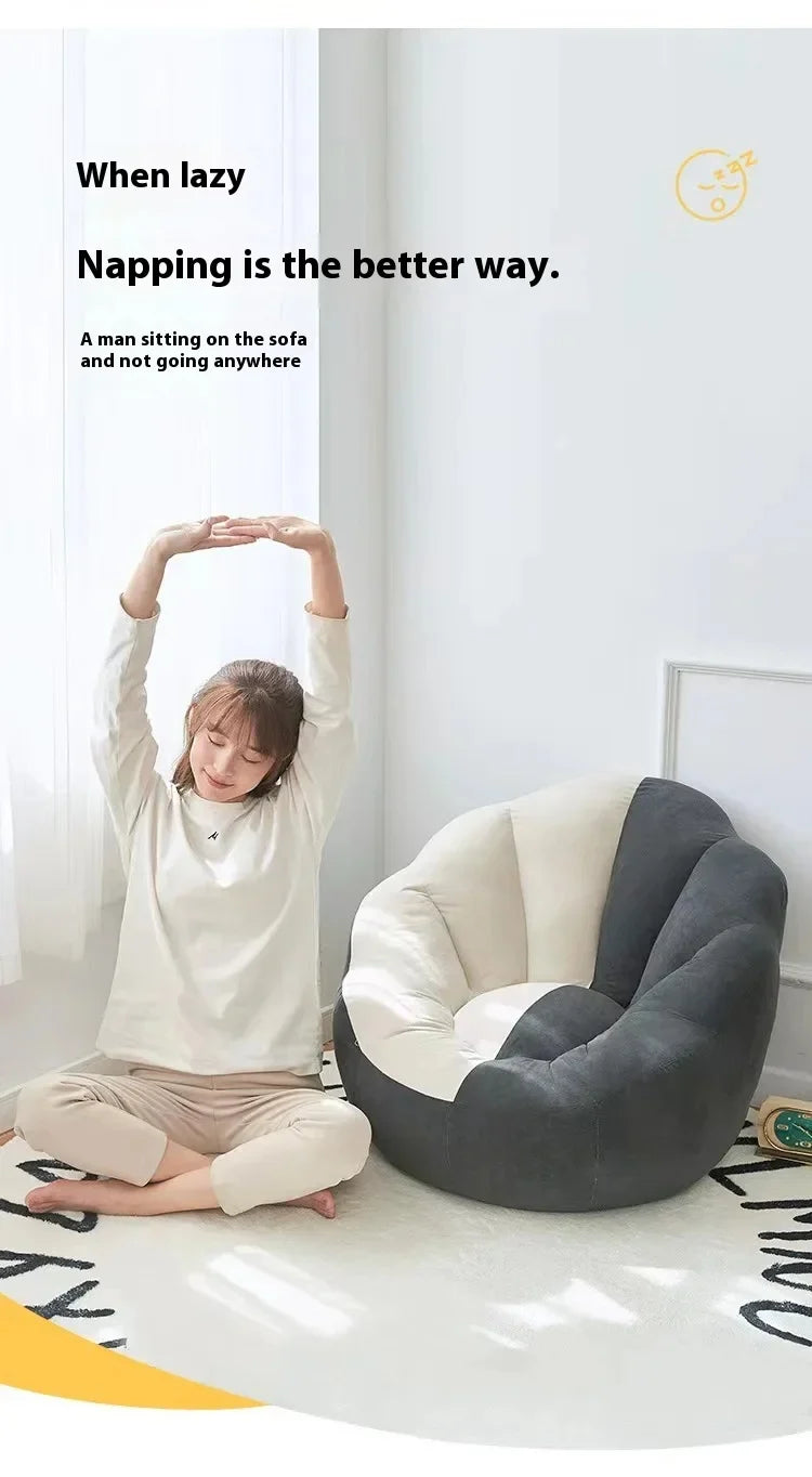 Kawai Curved Bean Bag Sofa Pink Lazy Exterior Sitting Bean Bag Sofas Comfortable Reclining Furniture