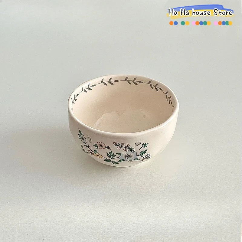 Ceramic Floral Bowl Plate Set