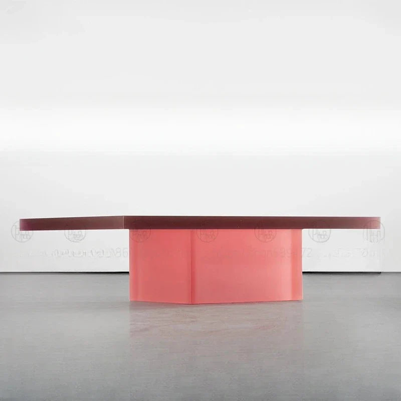 Luxury Creative Pink Rectangular Acrylic Coffee Table Modern Living Room Sofa Matte Corner Table