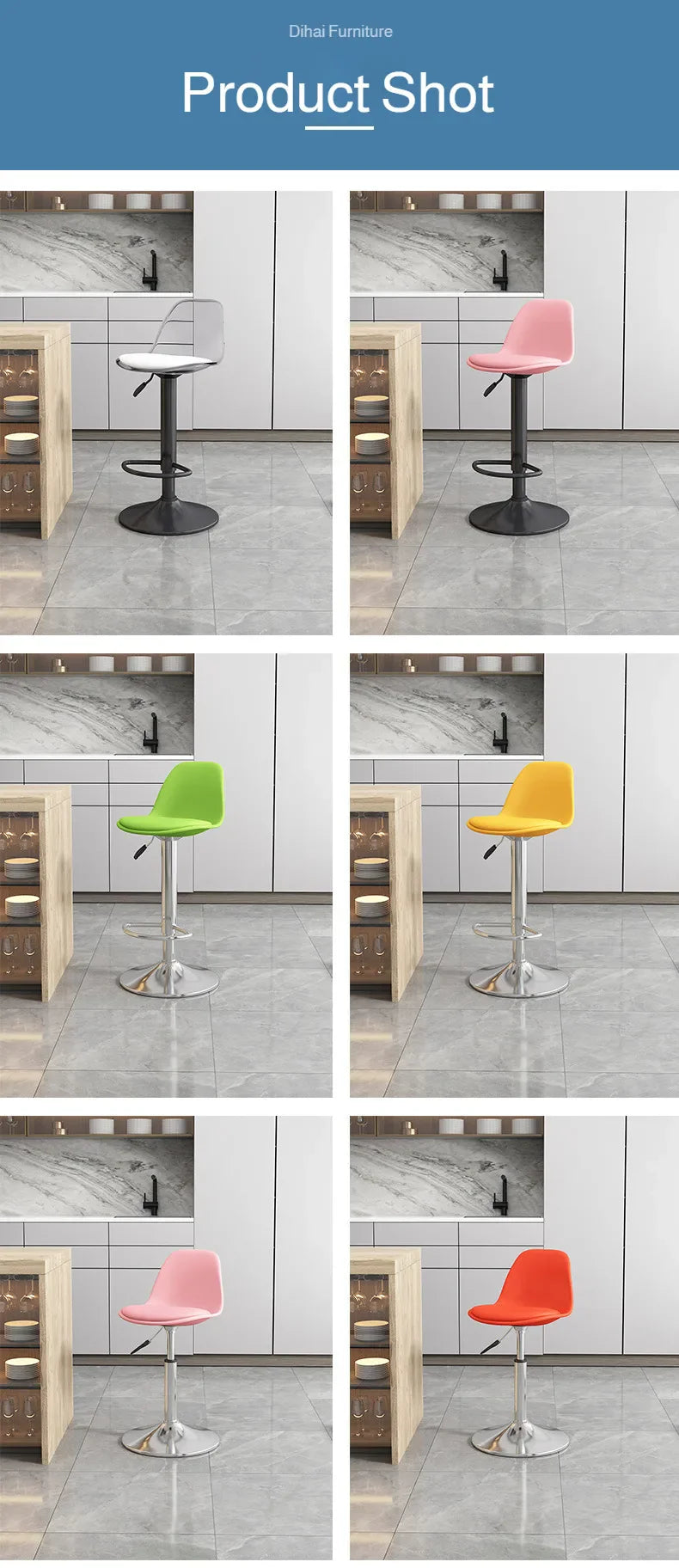 Home Dining Chair Front Desk Footstool Adjustable Lift Backrest Chair with High Stool