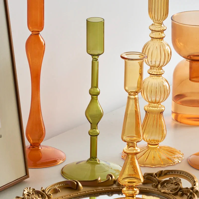 Glass Candlestick for Home Decor Candles and Holders Candle Stand