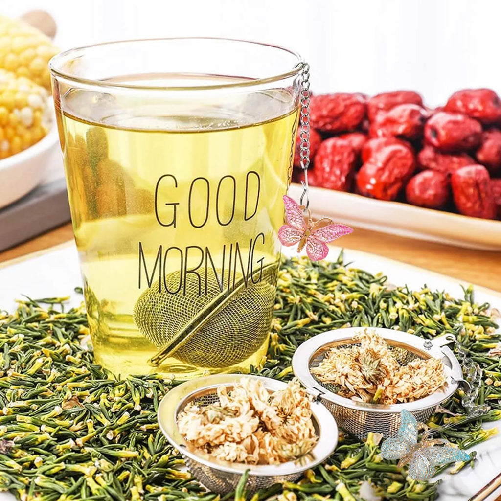 Loose Leaf Tea Steeper Tea Strainer with Charm Handmade Dragonfly Butterfly Pendant Tea Ball Tea Filter Tea Infusers