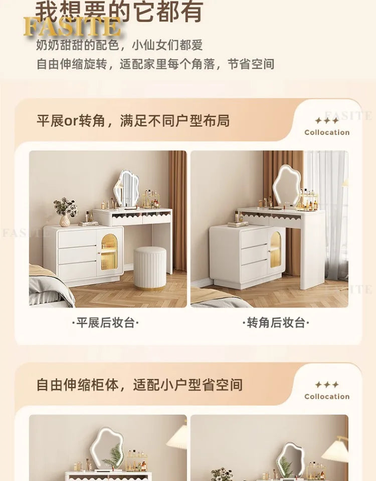 Modern Simple Makeup Table Household Bedroom Writing Desk Corner Desk Integrated Makeup Table