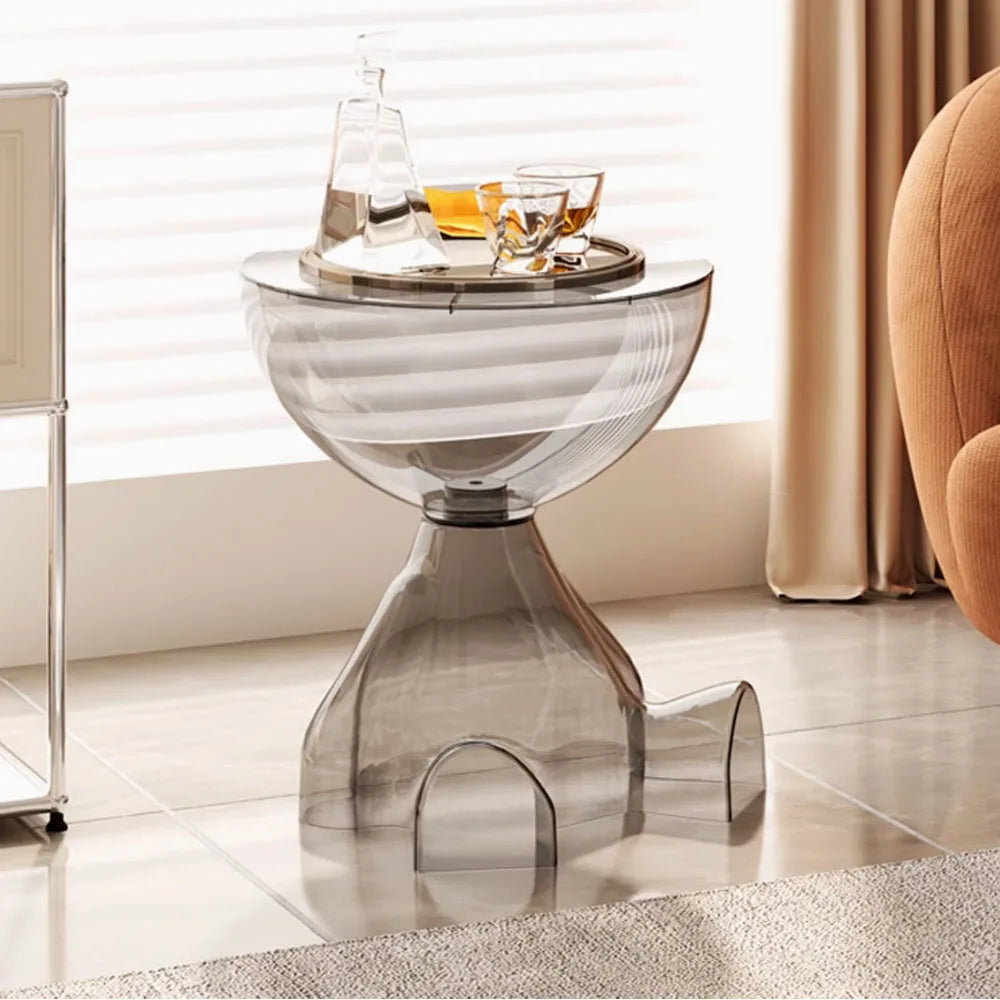 Transparent Advanced Small flat head coffee table cream style, home living room sofa side table table, round side table