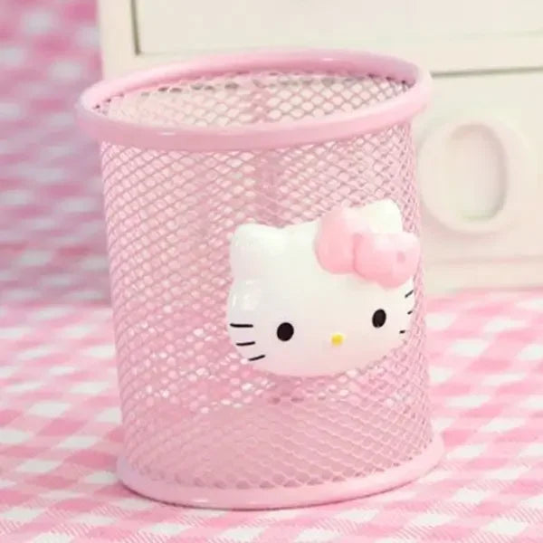 Hello Kitty Sanrio Animation Peripheral Cartoon Children's Pen Holder Creative Kawaii Desktop Storage Box Ornaments