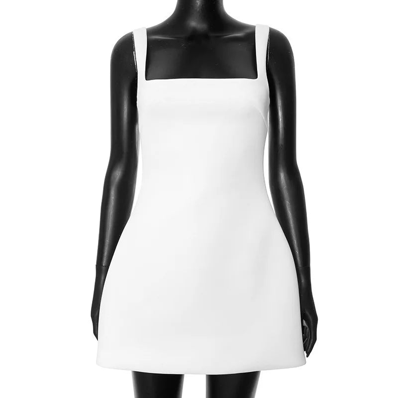 Waist Wrap Elegant A-line Dress Women Spaghetti Strap Mini Spring Summer Dress Backless Sexy Party Dress