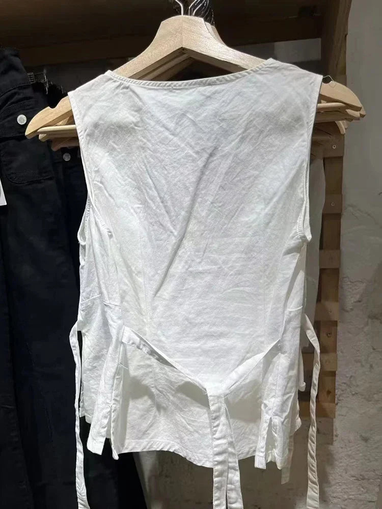 Women White Deep V Neck Tanks Summer Ladies Soft Sexy Cotton Slim Tank Tops Female Vintage Solid Sweet Vest