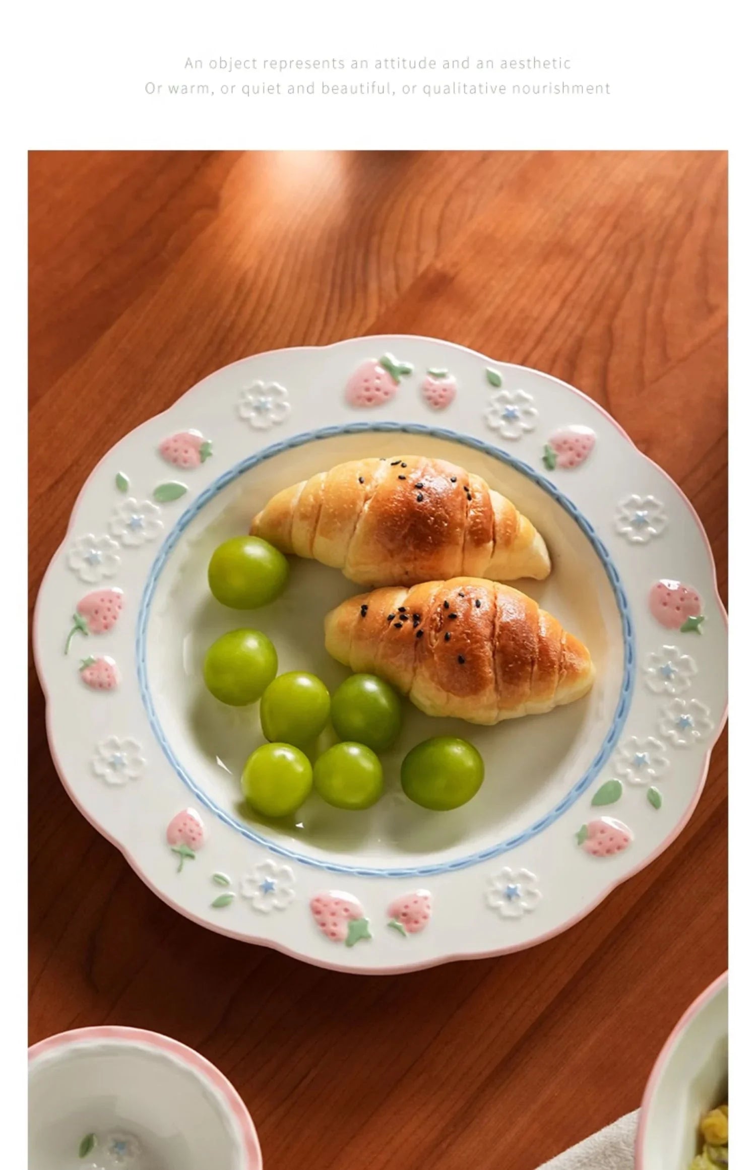 High Grade Strawberry Pattern Cute Girl Plate Bowl