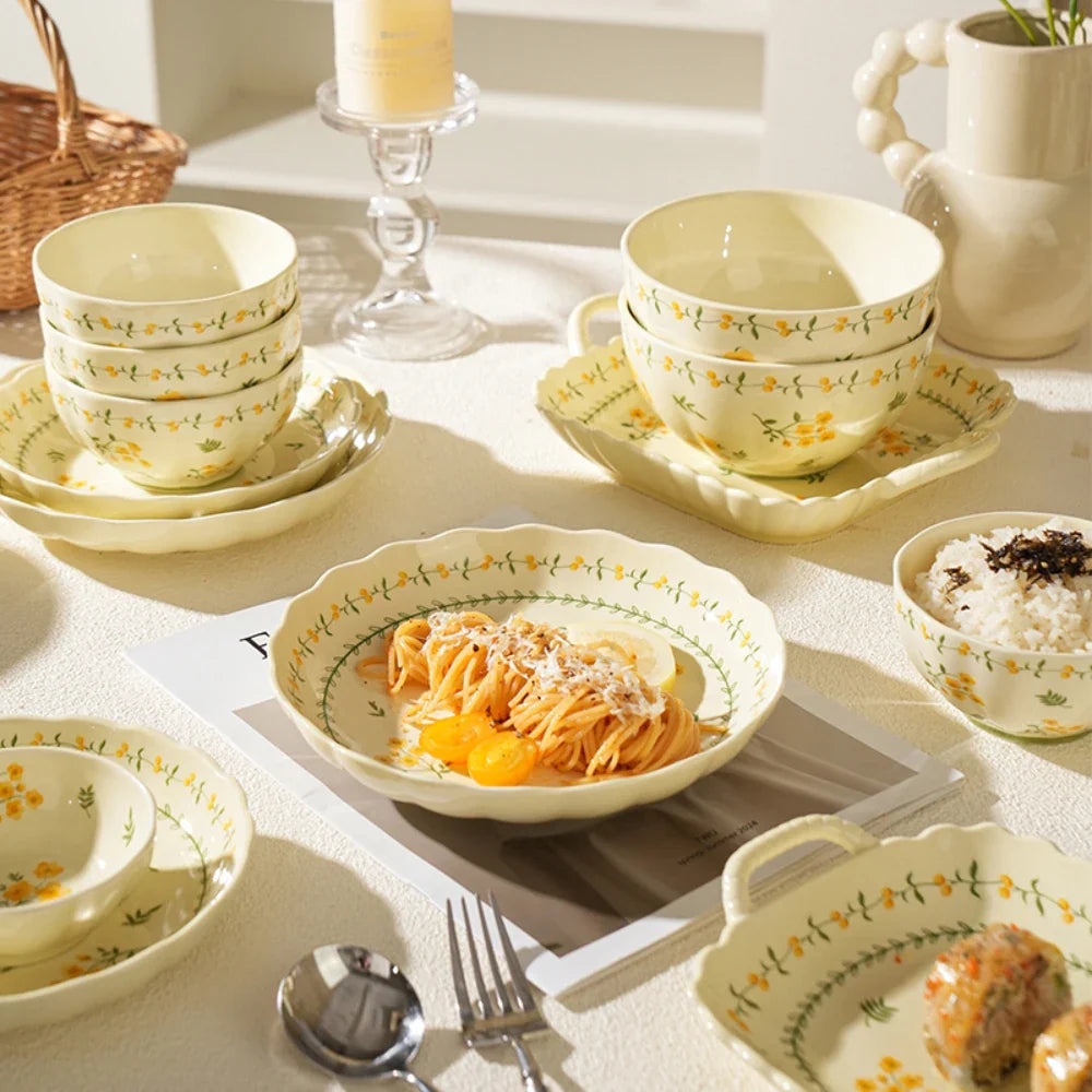 Porcelain Plate French Style Floral  Tableware