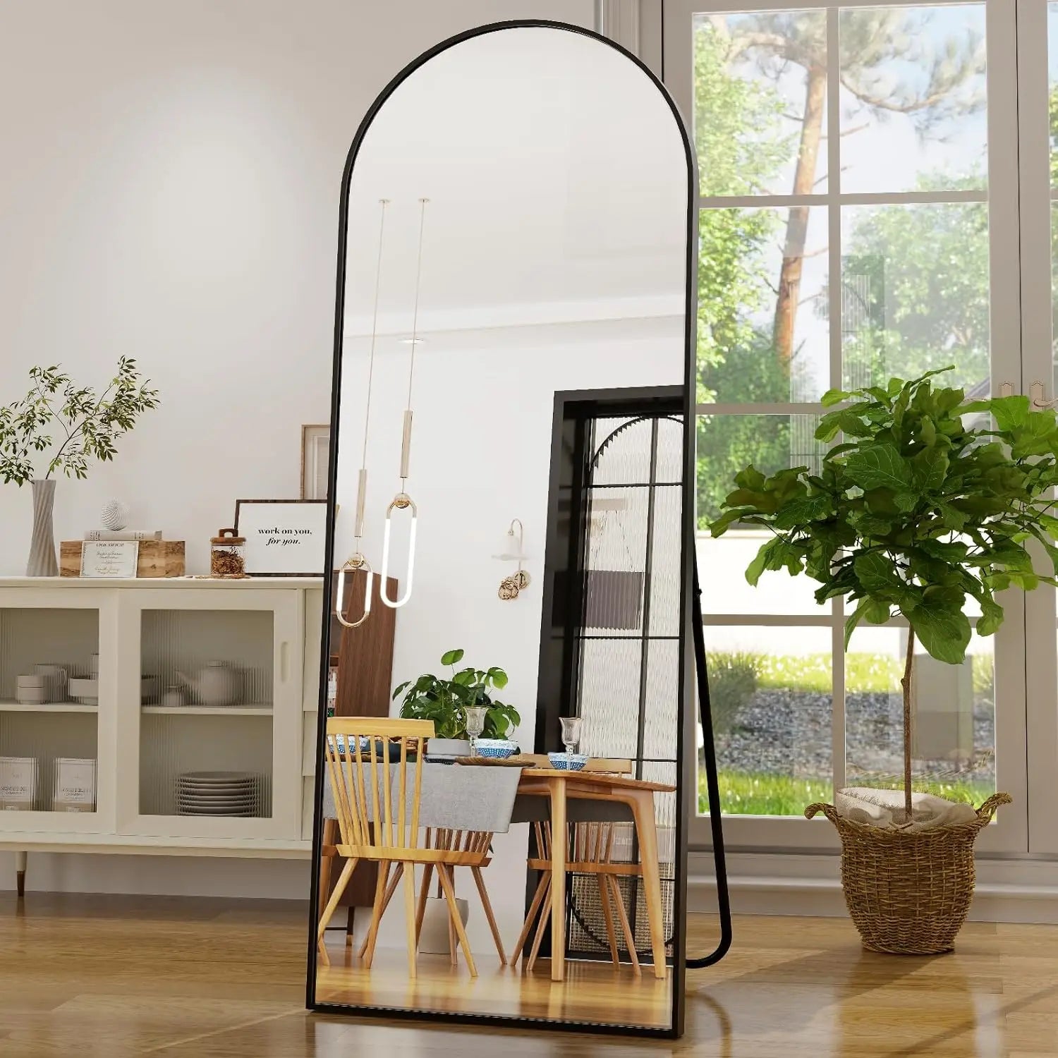 Full Length Arched Mirror-Aluminum Alloy Frame High Definition-Full Body Mirror for Bedroom or Living Room