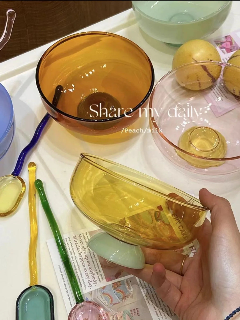 Ice Cream Bowl Glass Bowl for Desserts Colorful Glass Tableware Bowl Heat Resistant Glass 4Inch