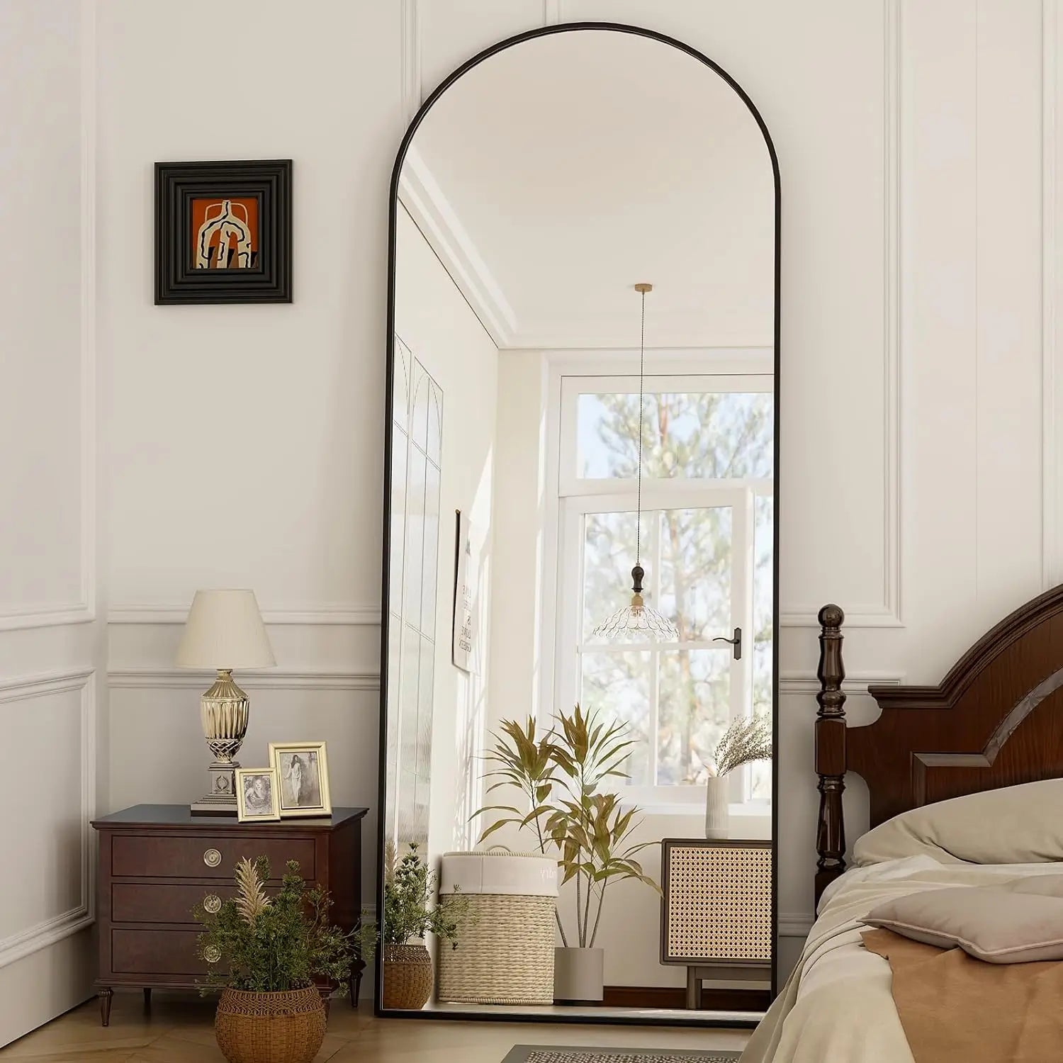 Full Length Arched Mirror-Aluminum Alloy Frame High Definition-Full Body Mirror for Bedroom or Living Room