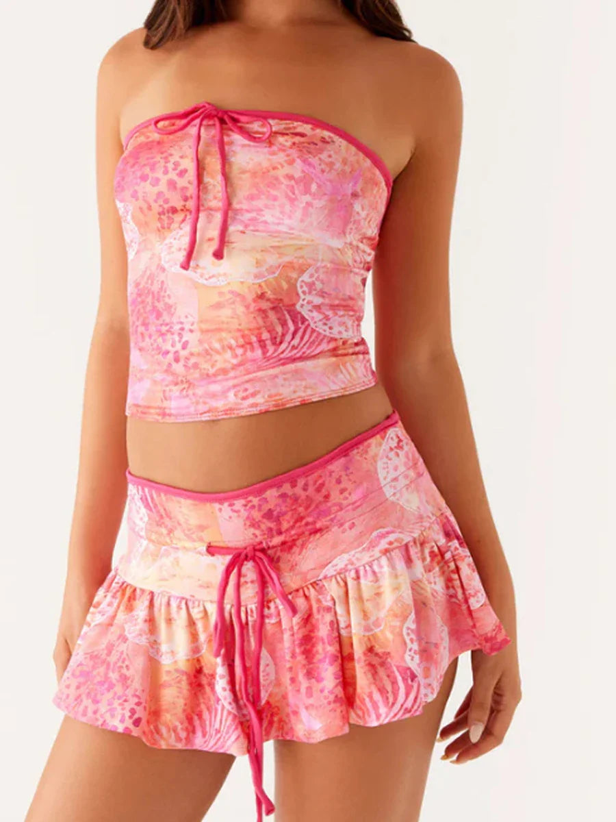 Women s Sexy Off Shoulder Crop Top and High Waist Skirt Set Outfit