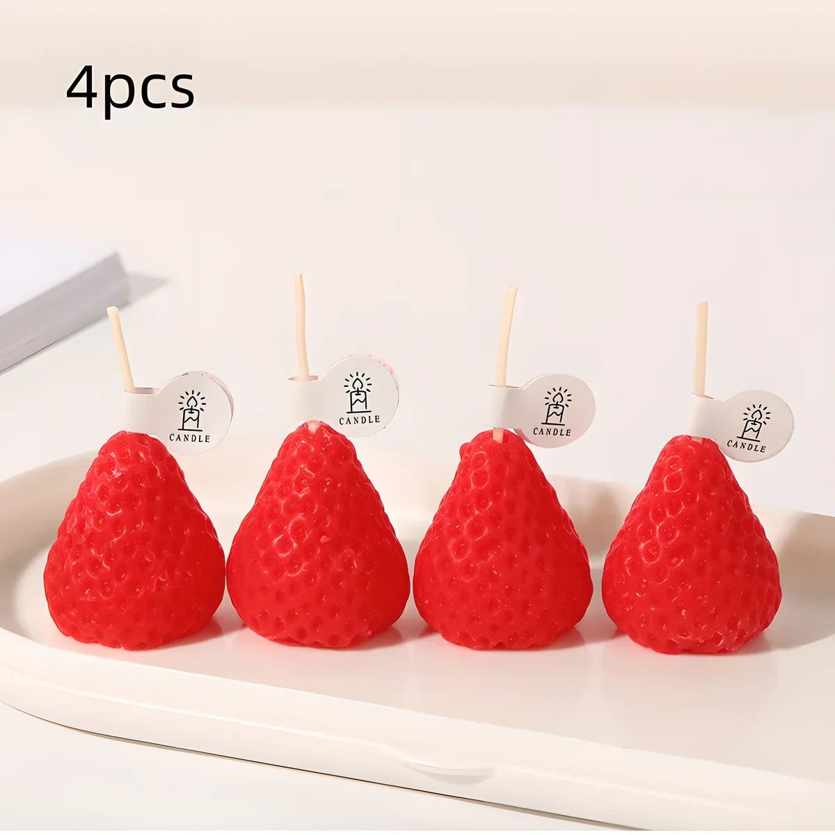 Strawberry-Shaped Miniature Scented Candles Realistic Fruit-Scented Aromatherapy Candles Perfect as a Trendy Photo Prop 4pcs