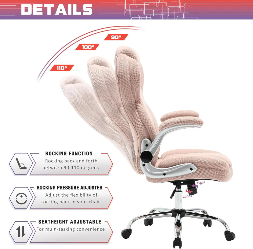 Executive Big and Tall Fabric Office Chair Duty Executive Desk Chair with Extra Wide Seat, High Back Ergonomic Leather Computer Chair