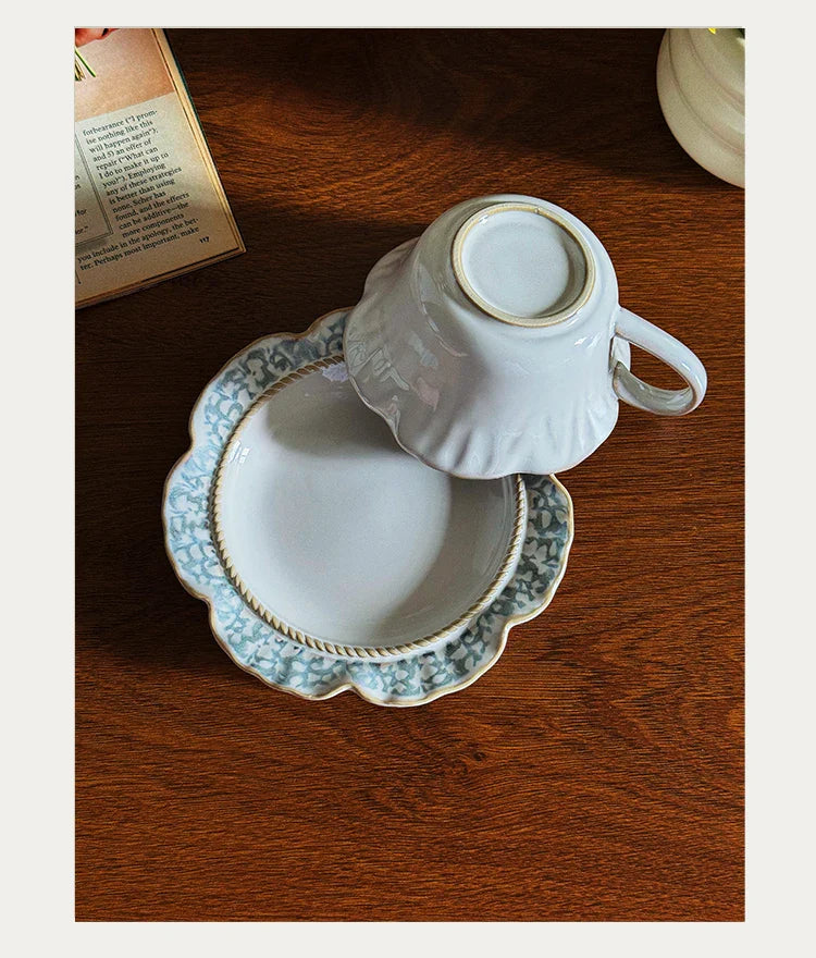 Vintage Ceramic Niche Design Afternoon Teacup with Dessert Plate