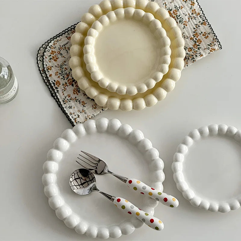 Cute Pearl Ceramic Plates Decorative Luxury Dish Kitchen Tableware