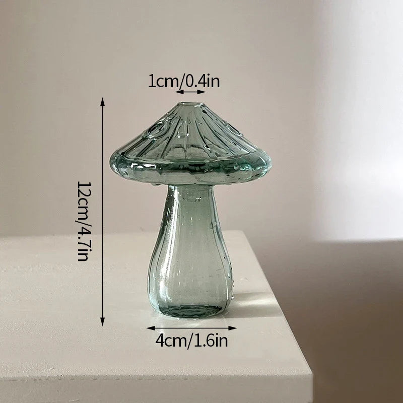 Mushroom Glass Vase Transparent Flower Pot Hydroponic Flower Bottle Jelly Color Plant Pots Aromatherapy Bottle Desktop Decor