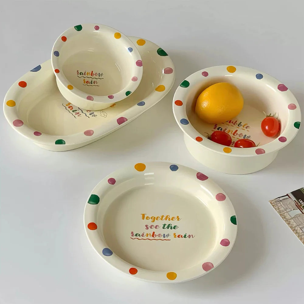 Colorful Dots Ceramic Porcelain m Tableware