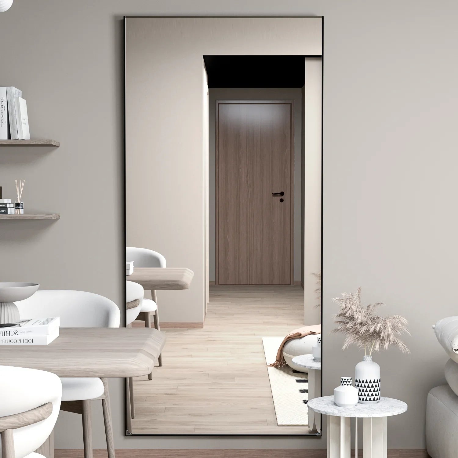 Full Length Mirror 65" * 24 ", Floor Standing Mirror, Metal Frame Mirror, Full Body Mirror