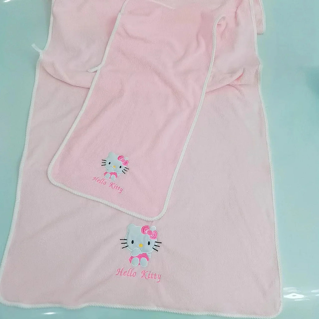 Sanrio Hello-kitty Anime Body Bath Towel Black Beauty Melody Soft Face Hand Microfiber Towel Fitness Sports Spa Bathrobe