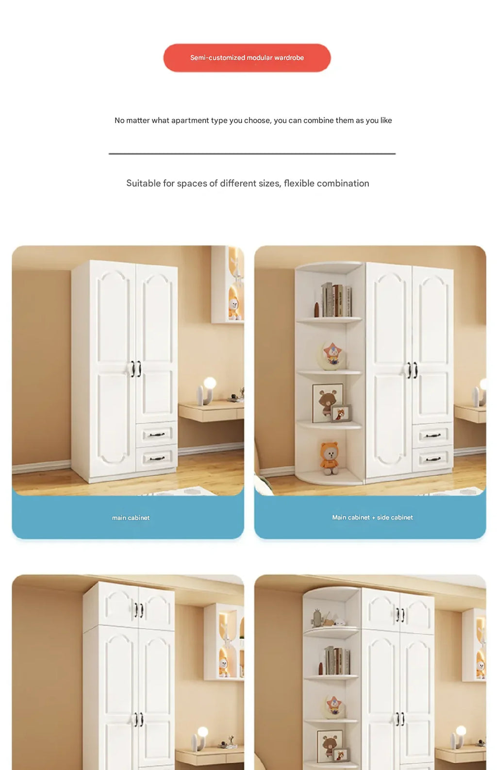 Two Door Wardrobe Clothing Organizer Style Wooden Wardrobe Summer Heavy Duty