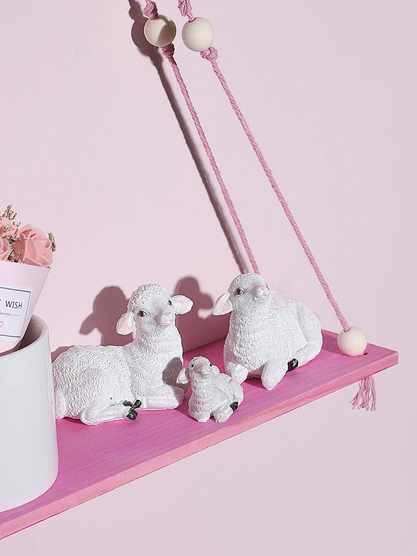 Pink/Green Wooden Shelf Hanging Decor Display Stand Wall Decor Floating Shelf