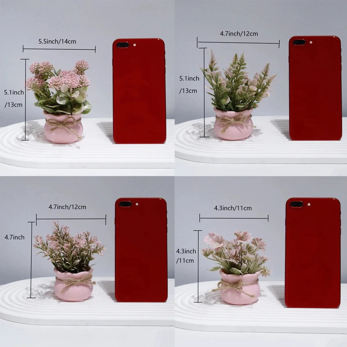 Mini Artificial Pink Series Flower Potted Plants, Home Decor Simulation Plants