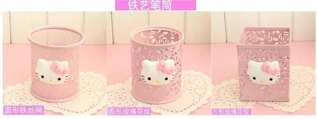 Hello Kitty Sanrio Animation Peripheral Cartoon Children's Pen Holder Creative Kawaii Desktop Storage Box Ornaments